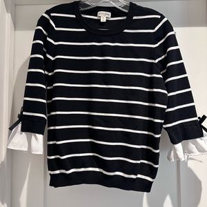 Maison Jules Black and White stripe Sweater 3/4 sleeve